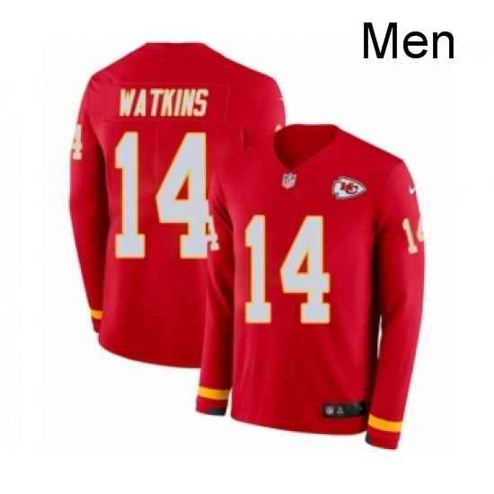 Men Nike Kansas City Chiefs 14 Sammy Watkins Limited Red Therma Long Sleeve NFL Jersey